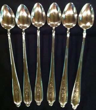 Sterling Silver Iced Tea Spoons (6) Old Manchester Mark Rare 7 1/2 
