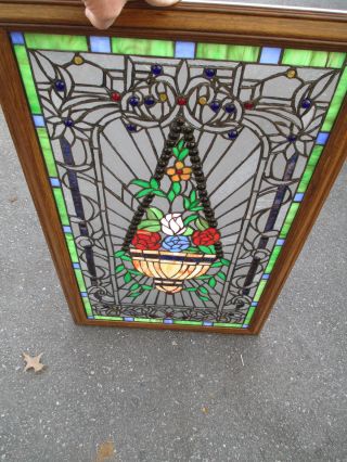 51367 Stained Glass Window In Fancy Picture Frame photo