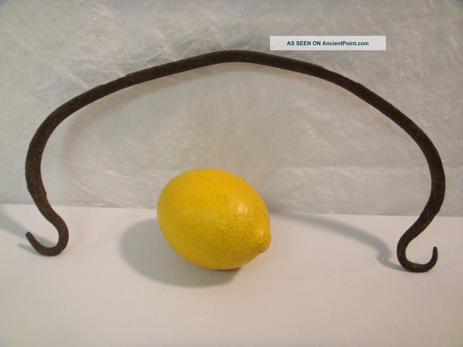 Primitive Blacksmith Forged Kettle Pot Handle Wrought Iron Hearth Caldron Swing Primitives photo