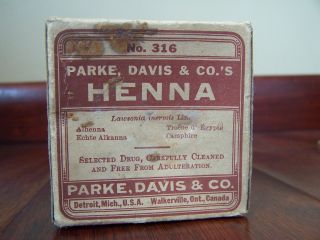 Antique Parke,  Davie,  & Co ' S Henna No.  316 Vintage Box photo