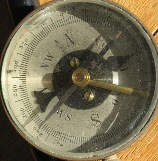 Antique French Brass Compass Rotating Bezel Locking Needle Collignon - Houlliot photo