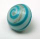 Antique Charmstring Glass Button Blue W/ Blue Spiral Dome Shape Swirl Back Buttons photo 1