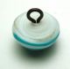 Antique Charmstring Glass Button Blue W/ Blue Spiral Dome Shape Swirl Back Buttons photo 2