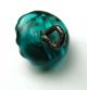 Antique Charmstring Glass Button Teal Color Tri Mold Top Swirl Back Buttons photo 2