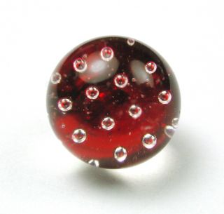 Antique Paperweight Glass Button Bubbles Suspended In Red Setup photo