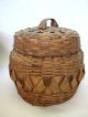 Of 3 Antique Splint Baskets – 2 Covered & 1 Buttocks Primitives photo 2