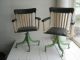 Pair Antique Vintage Industrial Swivel Doctor ' S Office Chairs Enamel Iron Base 1900-1950 photo 1