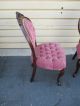 52203 Pair Victorian Style Kimball? Rose Carved Tufted Boudoir Chairs Post-1950 photo 6