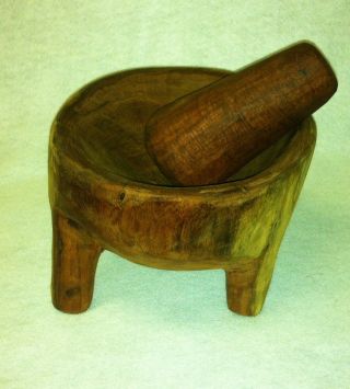 Wooden Mortar And Pestle Molcajete photo