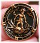 Antique Tinted Brass Button Of Cupid Driving A Team Of Swallows 1 1/4 