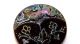 Antique Black Glass Relief Rabbit Picture Button Blue Lavender Carnival Luster Buttons photo 1