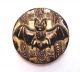 Antique Black Glass Picture Button Gold Luster Raised Bat With Spread Wings 7/8” Buttons photo 6