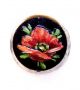 Antique Black Glass Hand Painted Red Flower Picture Button W/silver Trim ¾” Diam Buttons photo 8