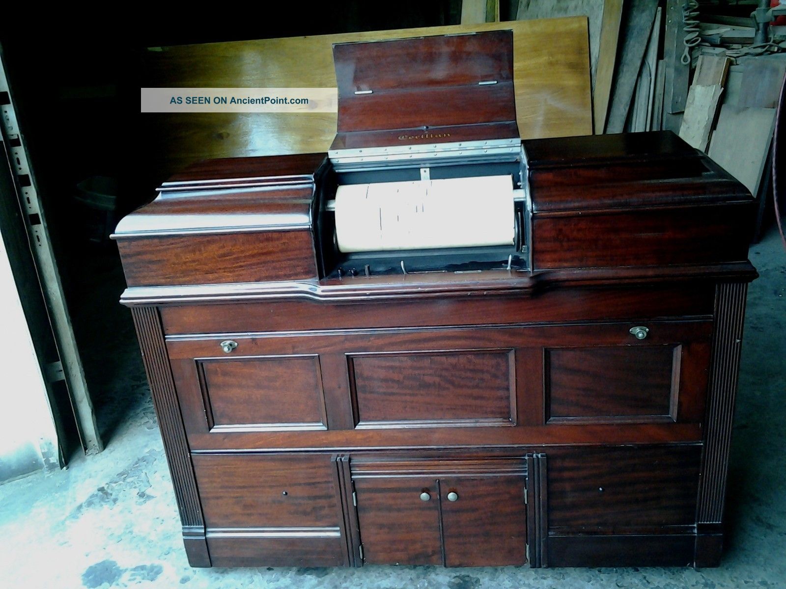 Farrand Cecilian Mahogany Player Pump Organ Circa 1905 W 16 Boxed Rolls Antique Other photo