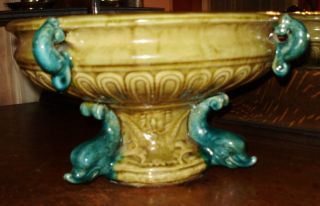 Marvelous 18th Century Minton Lg Majolica Dolphin Fish Bowl Censor ? Centerpiece photo