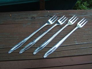 4 Rogers Oneida Flowertime Cocktail Seafood Forks A photo