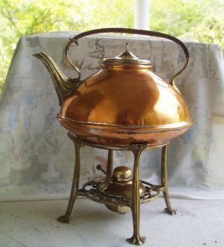W.  A.  S.  Benson Kettle With Stand & Heating Element.  Mixed Metals.  Late 19th Cent. photo