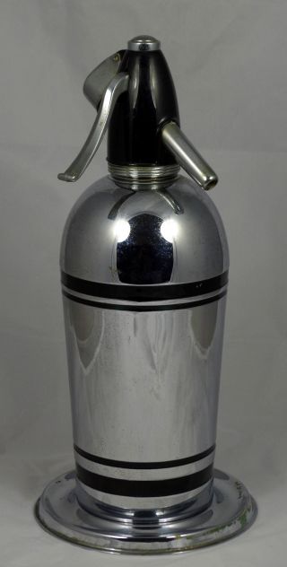 Sparklets Sg2 Art Deco Soda Syphon In Chrome & Black With Stand photo