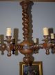A Large Vintage Carved In Wood Barley Twist 6 - Light Chandelier Chandeliers, Fixtures, Sconces photo 3