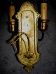 2 Vtg Cast Brass / Steel Art Deco Sconces Chandelier Wall Light Fixture Chandeliers, Fixtures, Sconces photo 7