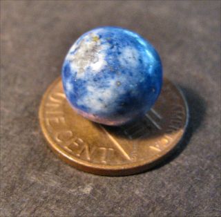 Old Very Small Bennington Vermont Clay Marble Cobalt Blue Sponge Civil War Era photo