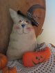 Primitive Raggedy Halloween Witch Cat W Pumpkin Doll Shelf Sitter Pattern Primitives photo 1