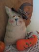 Primitive Raggedy Halloween Witch Cat W Pumpkin Doll Shelf Sitter Pattern Primitives photo 2