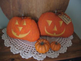 Primitive Raggedy Halloween Jack O Lantern Pumpkins Shelf Sitters Pattern photo