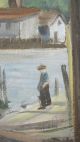 Orig 1958 J.  G.  Grossman Oil On Board Painting California Fishing Dock Boats Yqz Other photo 3