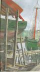 Orig 1958 J.  G.  Grossman Oil On Board Painting California Fishing Dock Boats Yqz Other photo 5