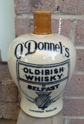 Rare O ' Donnel ' S Old Irish Whisky Belfast Ireland Whiskey Stoneware Flagon Jug photo