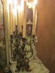 Pair Antique 19th C French Victorian Bronze 5 Lights Candelabras Lamps 33.  5 