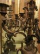 Pair Antique 19th C French Victorian Bronze 5 Lights Candelabras Lamps 33.  5 