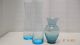 Hand Blown Aquamarine Bluish Greenish Turquoise Art Glass Fluted Vases Vases photo 1