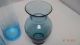 Hand Blown Aquamarine Bluish Greenish Turquoise Art Glass Fluted Vases Vases photo 6