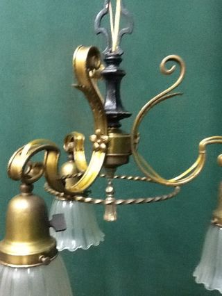 1920 Patina Chandelier Re - Wired Ready To Install photo