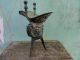 Chinese Bronze Wine Cup Pot Tripod Drinking Vessel Crafted Palace Old Antique 06 Pots photo 1