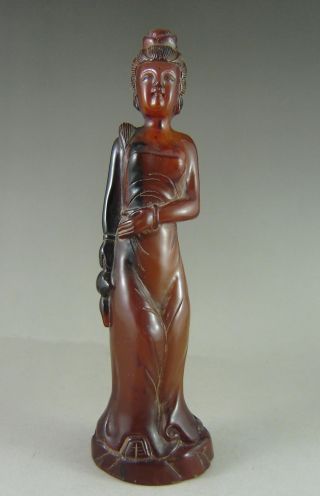 Fine Chiense Old Ox Horn Carved Lady Carving photo