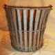 Antique Industrial Galvanized Strip Handled Bucket Art Metal Waste Basket Metalware photo 1