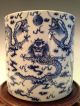 Chinese Antique Blue&white Porcelain Brush Pot W/ 9 Dragons Pattern,  19th C,  Nr Brush Pots photo 4