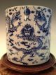 Chinese Antique Blue&white Porcelain Brush Pot W/ 9 Dragons Pattern,  19th C,  Nr Brush Pots photo 5