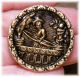 Antique Tinted Brass Story,  Figures Button Of Girl Archer On Balcony 1 1/4 