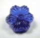 Antique Charmstring Glass Button Cobalt Blue Flower Mold W/ Swirl Back Buttons photo 1
