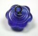 Antique Charmstring Glass Button Cobalt Blue Flower Mold W/ Swirl Back Buttons photo 3