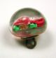 Antique Paperweight Glass Button Twin Pin Roses Under Clear Dome Buttons photo 1