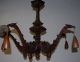 Bali Art: Rare Antique Finest Carved Rosewood 5 - Light Chandelier,  Bird & Temple Chandeliers, Fixtures, Sconces photo 1