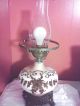 Vintage Gone With The Wind Hurricane Lamp W/ Brass Floral Design Lamps photo 3