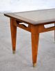 Pair Mid - Century Modern Marble Travertine Walnut Side Tables Nightstands 1960s Post-1950 photo 6