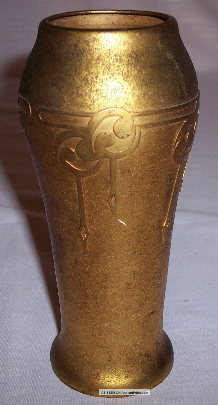 Silvercrest Silver Crest Arts & Crafts Gold Encrusted Bronze Vase Shape 2010 Arts & Crafts Movement photo