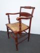 Antique Accent Chair Carved Wood Twine Rye Seat Post-1950 photo 3